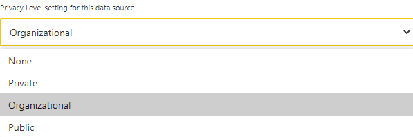 Privacy level - Power BI Data Gateway